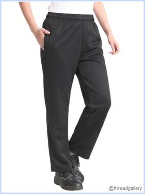 KITCHIEF Women's Stretch Chef Pants Baggy Cargo Work Pants Elastic Waist